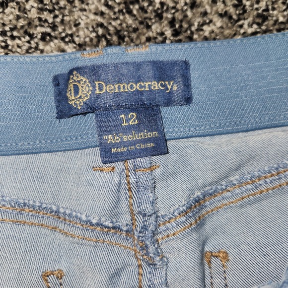 Democracy Ab Solution Lightwash Faded Bootcut Flare Jeans Women's Sz 12 Stretch - Picture 7 of 8